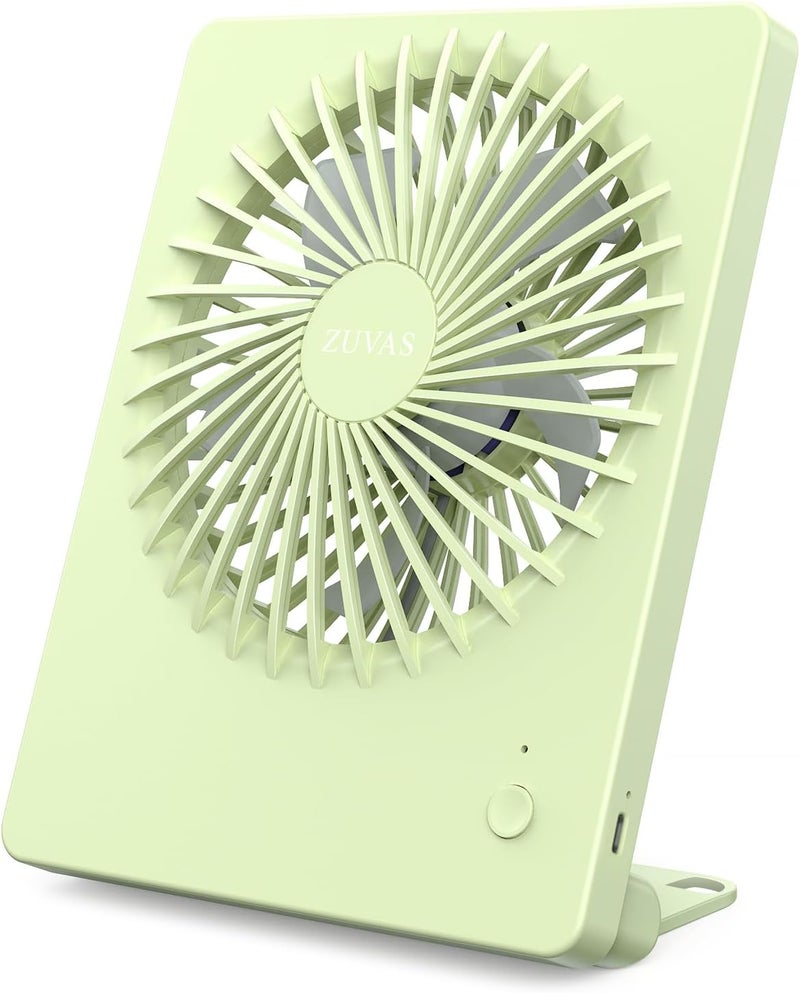 Zuvas Desk Fan Battery Operated Fan Rechargeable 180°Tilt Folding Personal Fan Ultra Quiet Small Portable 3 Speed Adjustable Strong Wind Fan For Office Bedroom Home Desktop Camping (Light Green) - Image 1